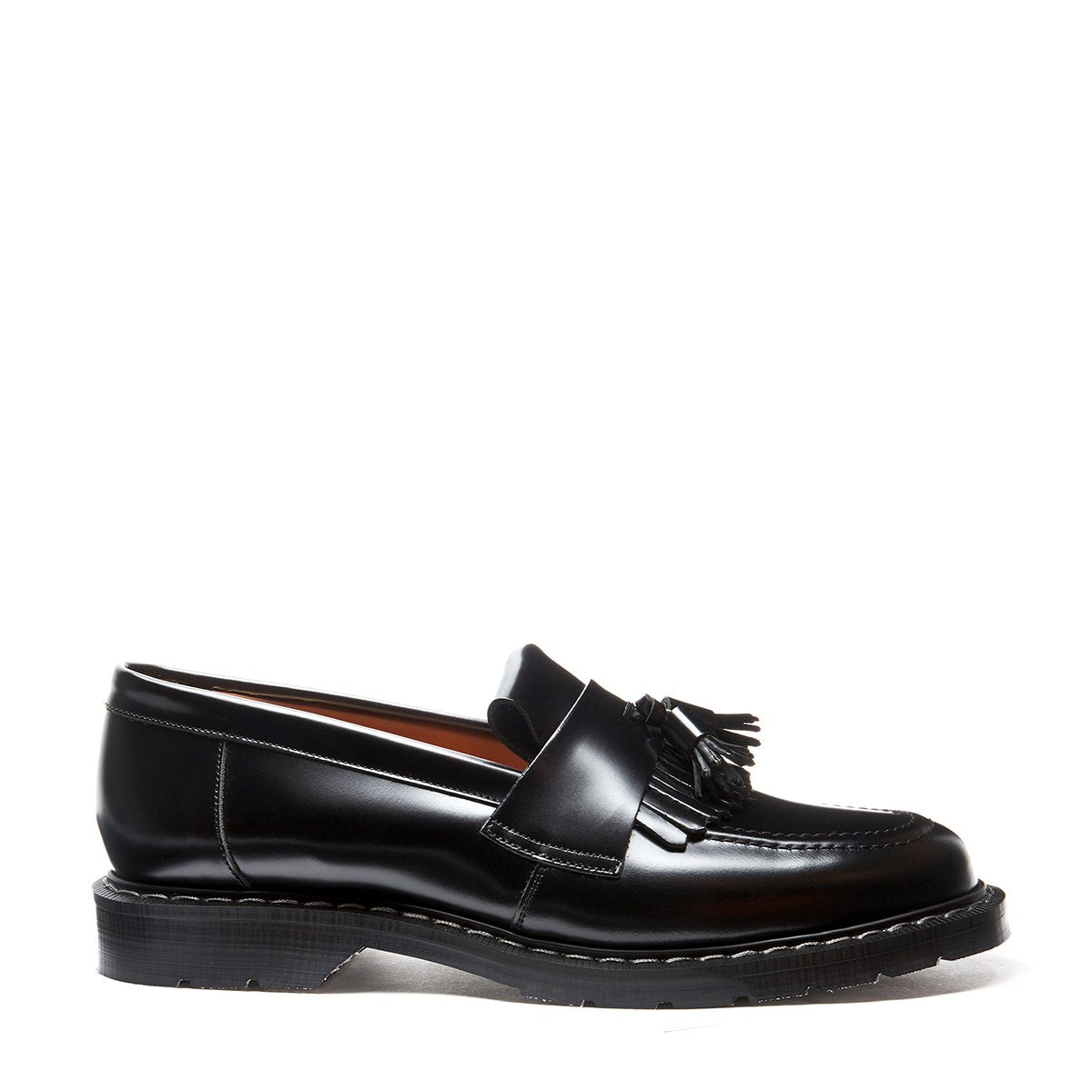 Black Hi-Shine Tassel Loafer | Solovair | Handmade in England