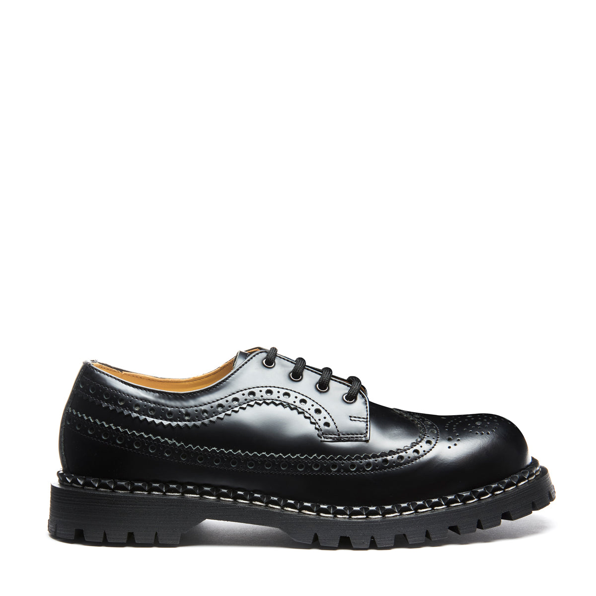Black Hi-Shine 4 Eye Steel Toe American Derby Brogue Shoe – NPS