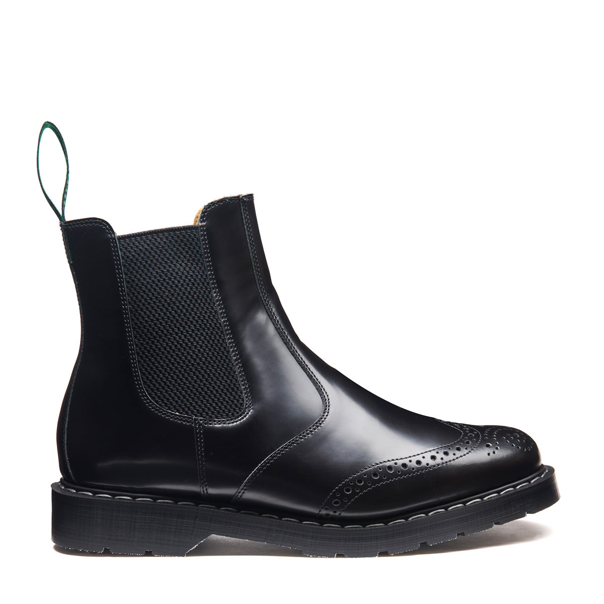 Black Hi-Shine Dealer Brogue Boot - Main Image