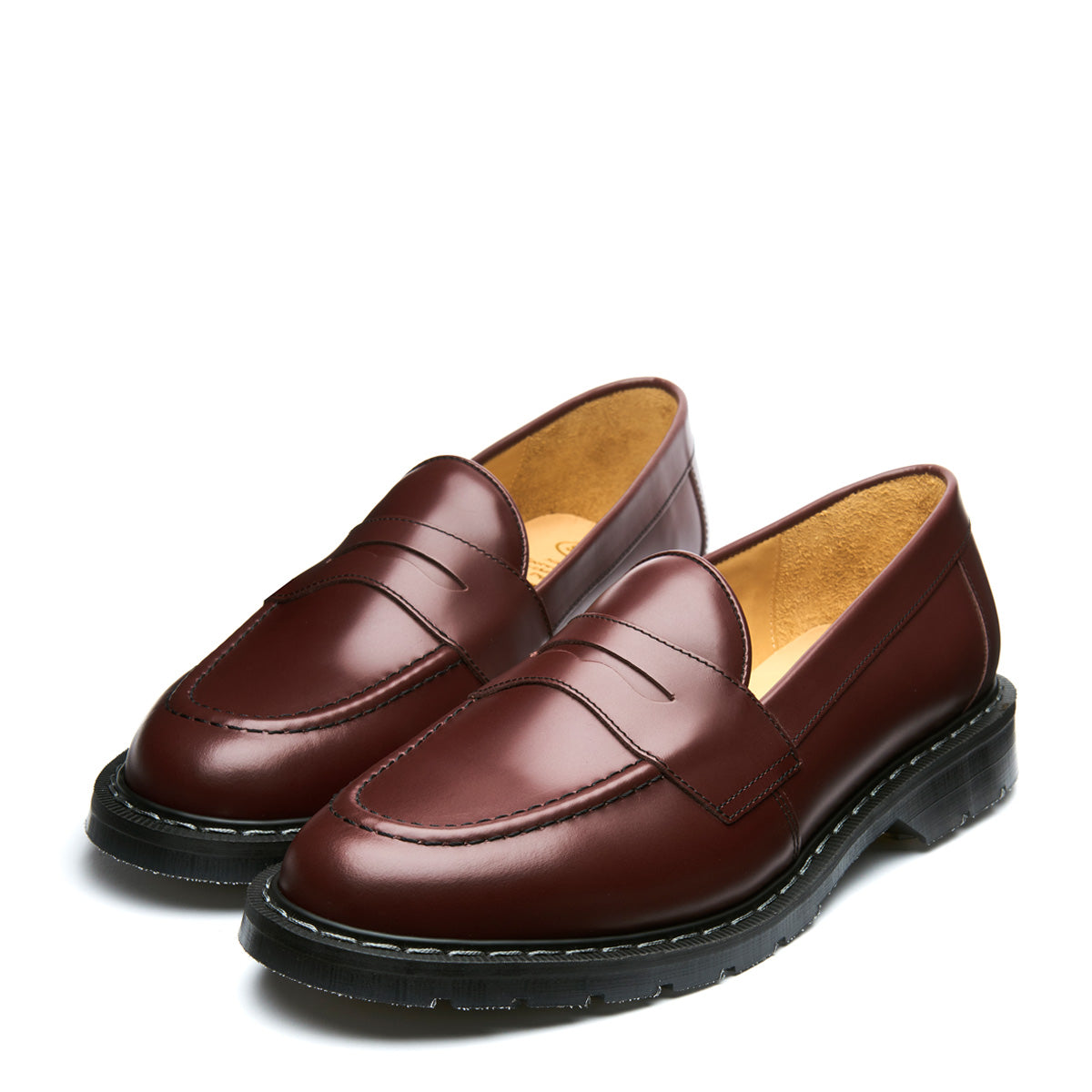 Lug Sole Oxblood Penny Loafers Womens Oxblood Hi-Shine Penny
