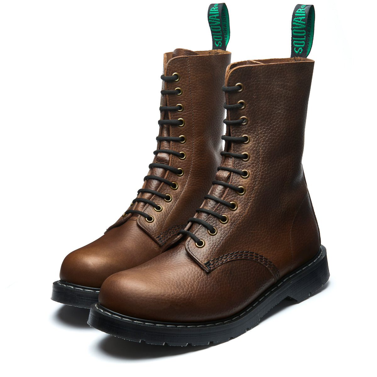 Brown Gaucho Grain 11 Eye Derby Boot | Solovair | Solovair Classic