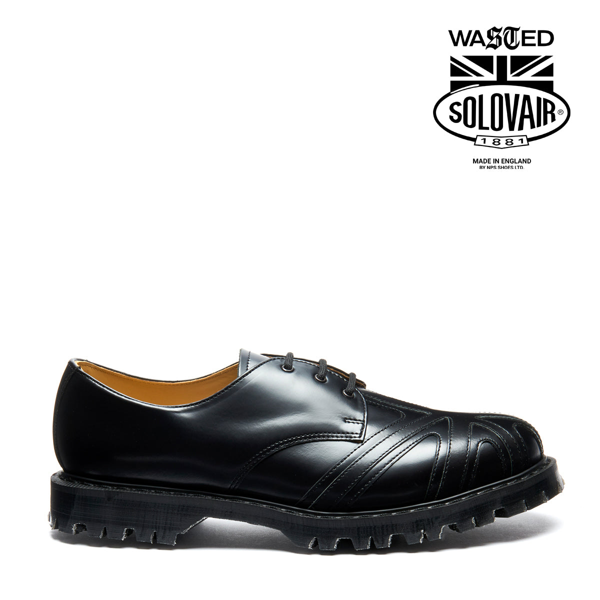 Black Hi-Shine Union Jack 3 Eye Gibson Shoe – NPS Solovair USA