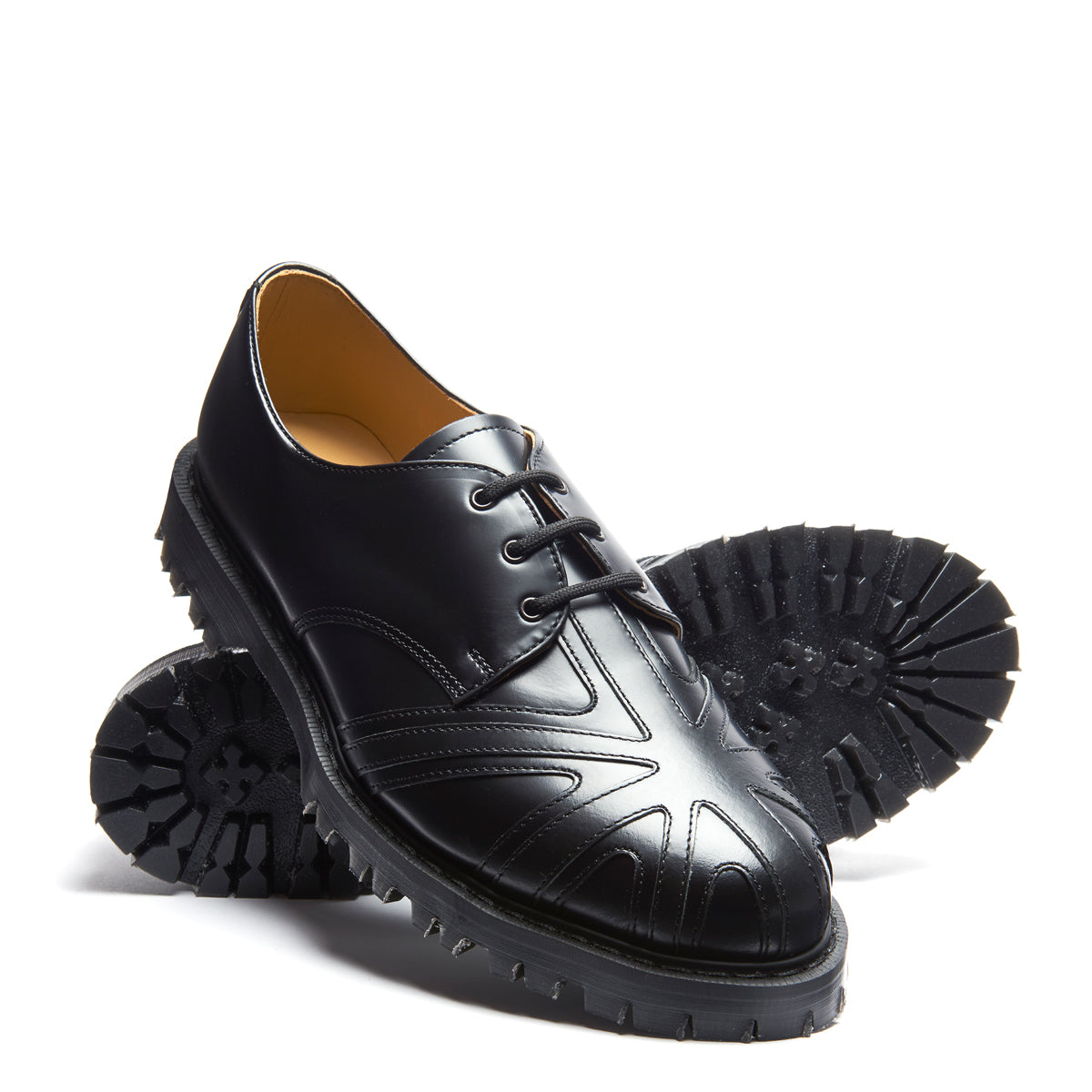 Black Hi-Shine Union Jack 3 Eye Gibson Shoe – NPS Solovair USA