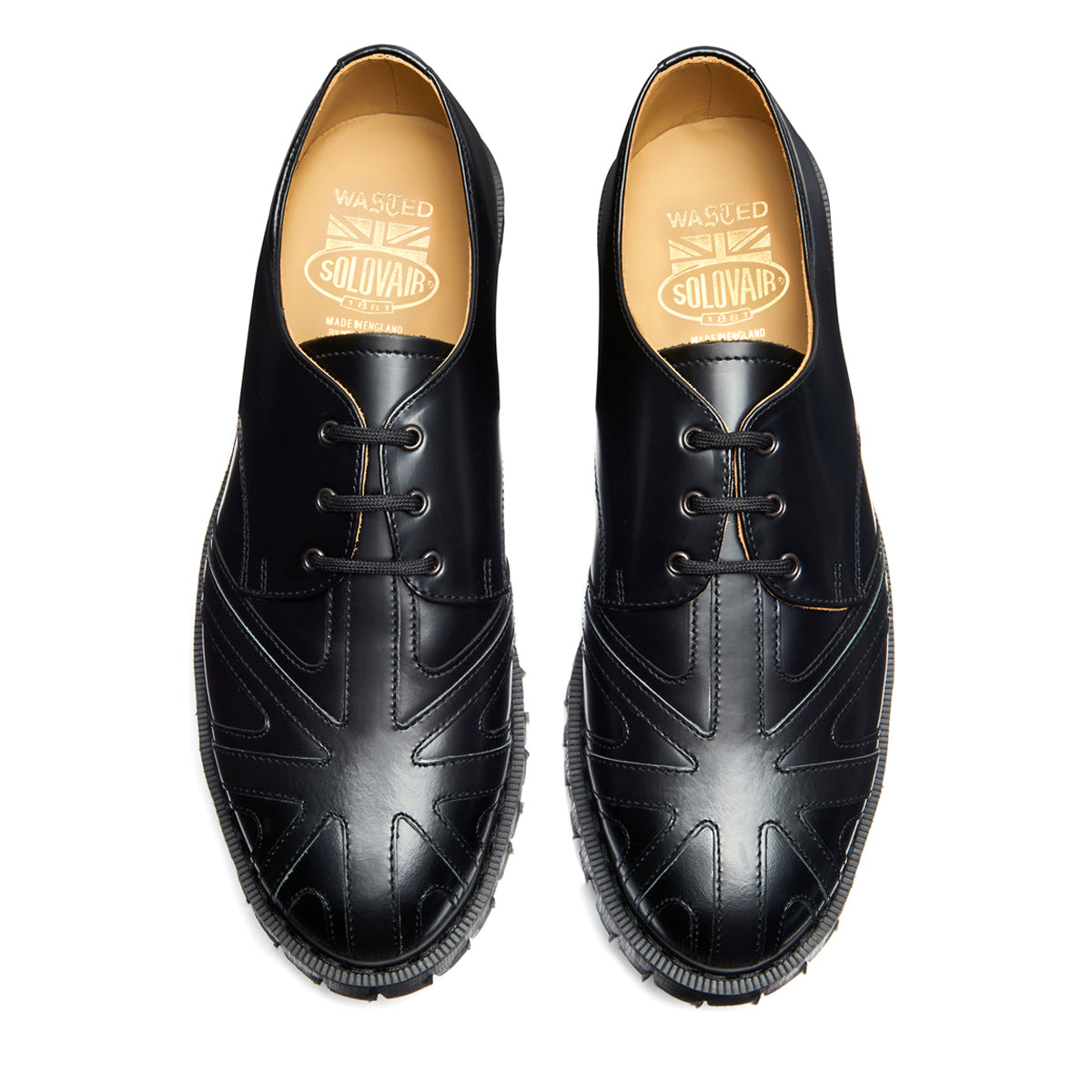 Black Hi-Shine Union Jack 3 Eye Gibson Shoe – NPS Solovair USA