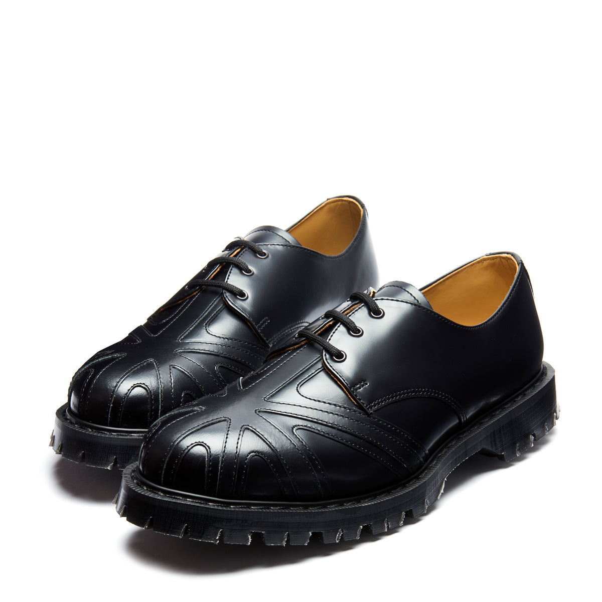 Black Hi-Shine Union Jack 3 Eye Gibson Shoe – NPS Solovair USA
