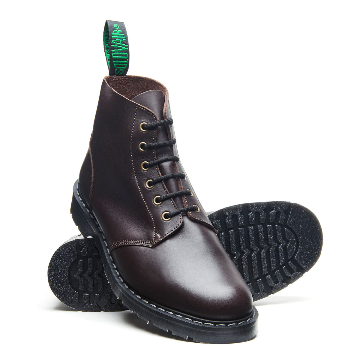 Brown Greasy 6 Eye Astronaut Boot | Solovair | Handmade in England