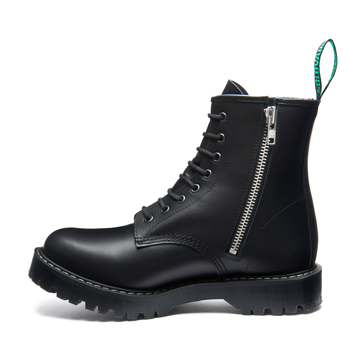Black Greasy 8 Eye Zipped Platform Derby Boot | Solovair