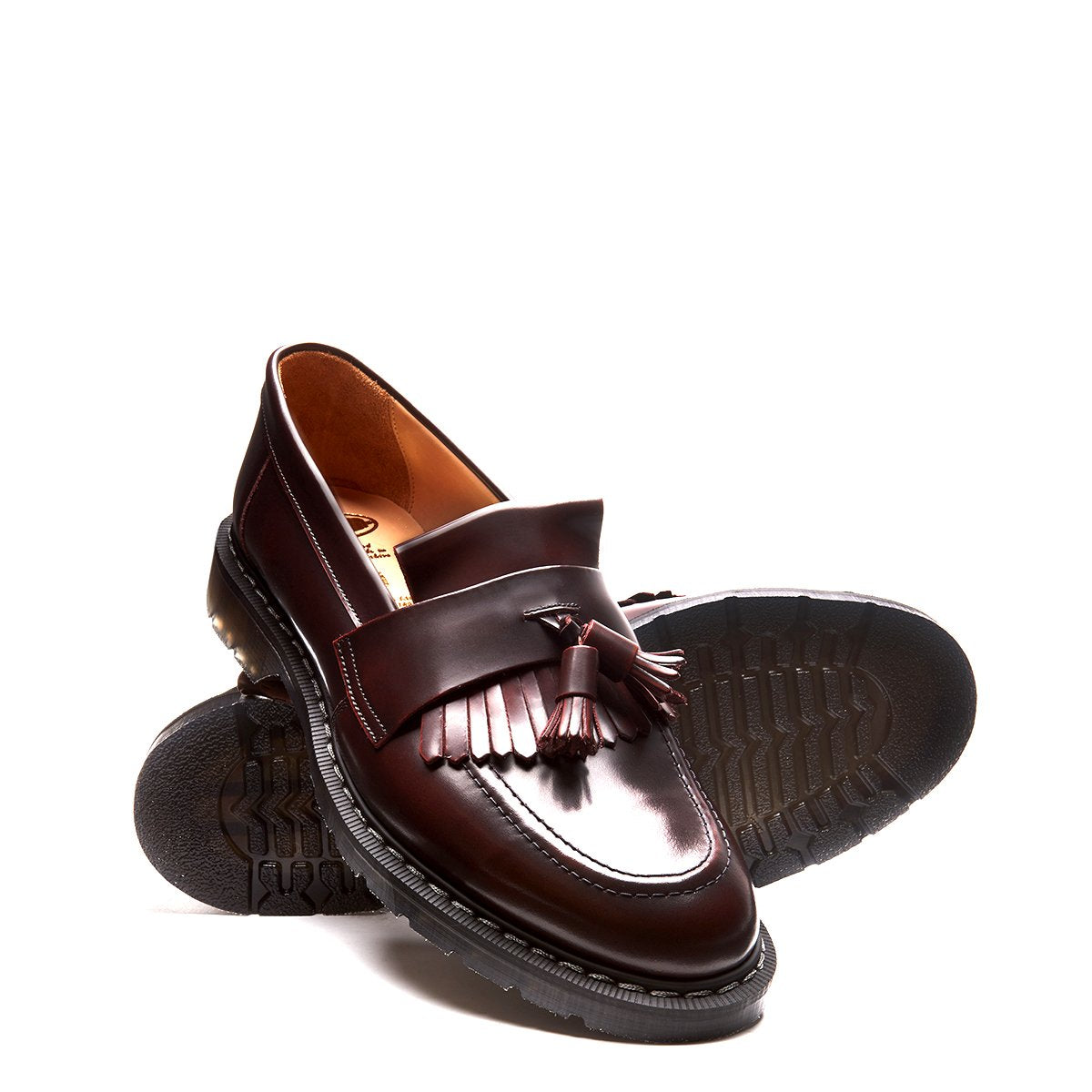 Burgundy Rub-Off Tassel Loafer | Solovair | Handmade in England