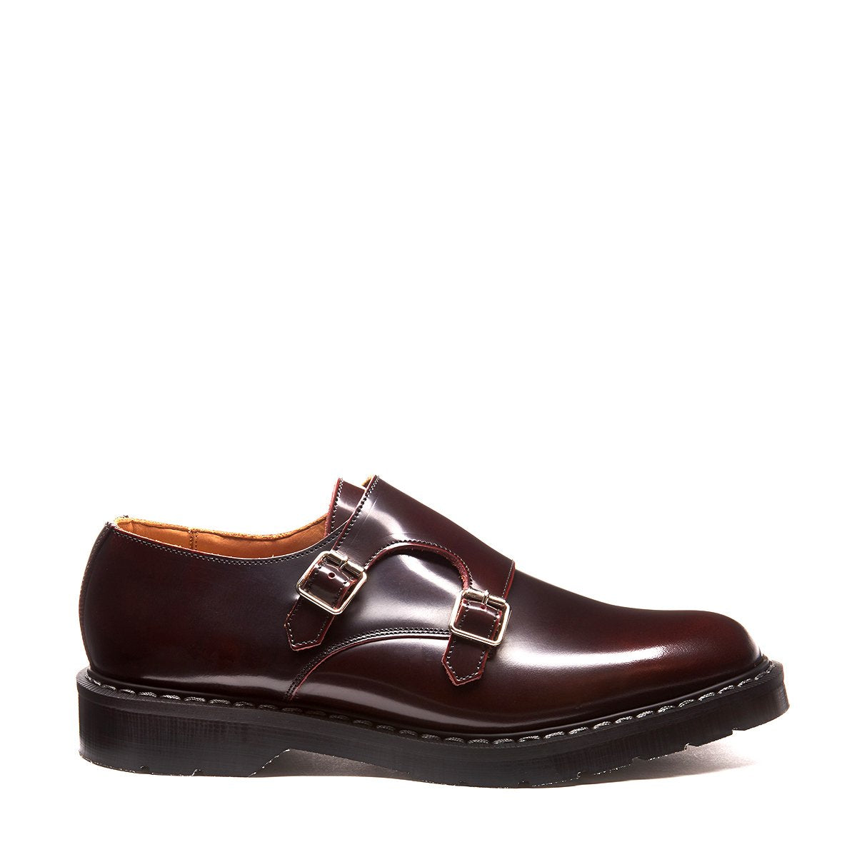 Burgundy Double Buckle Monk Shoe | Solovair | Handmade in England