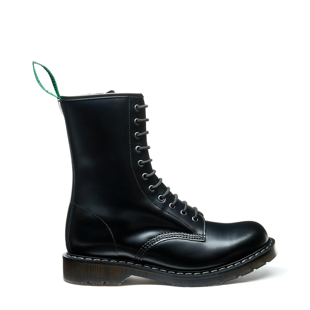 Black Hi-Shine 11 Eye Zip Derby Boot | Solovair | Handmade  display picture 3