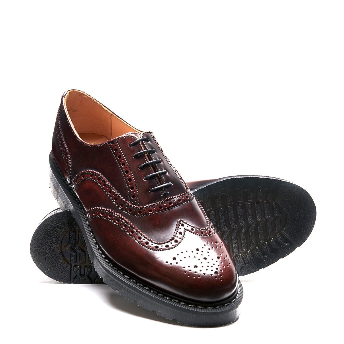 Burgundy Rub-Off English Brogue Shoe | Solovair | Handmade in