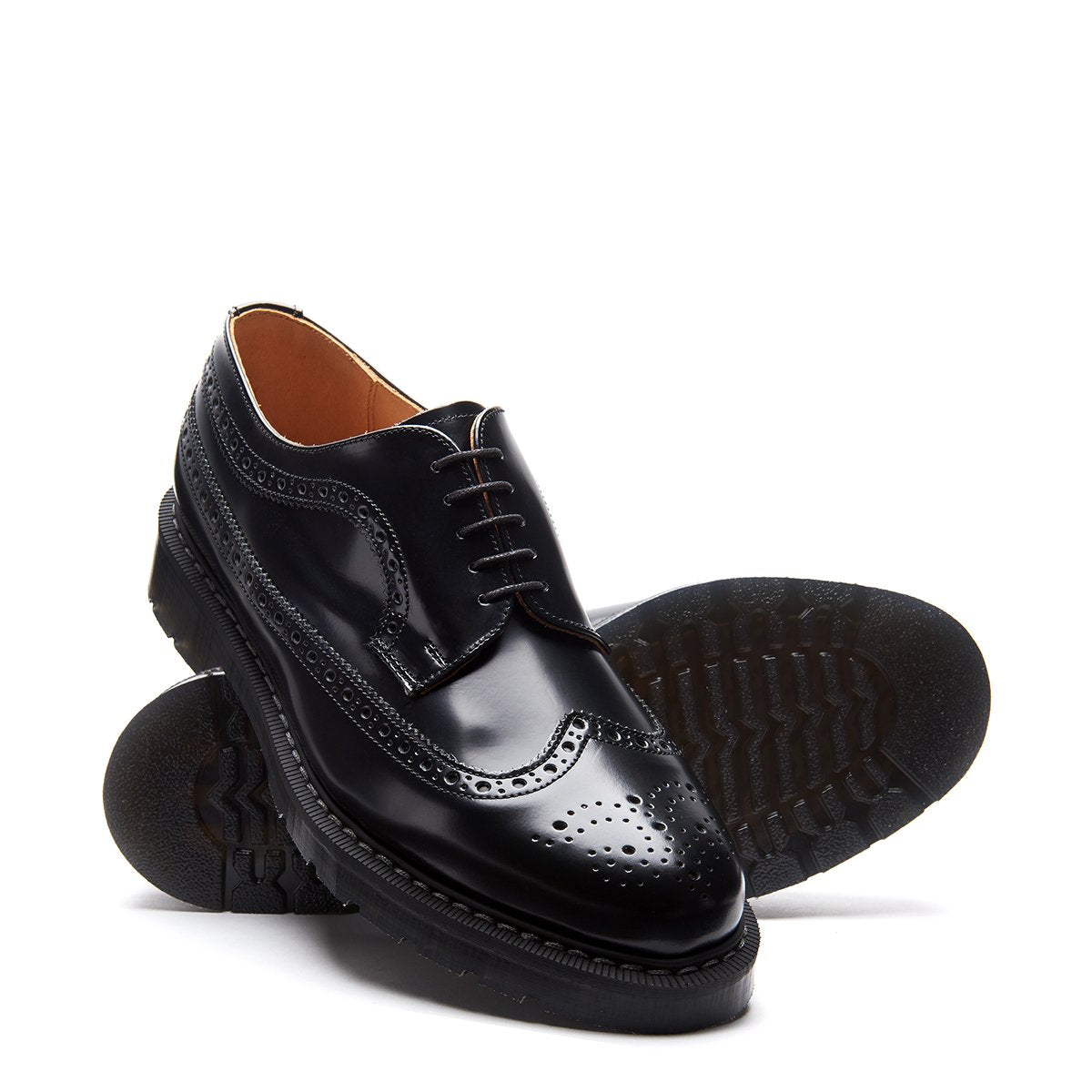 Black Hi-Shine American Brogue Shoe | Solovair | Handmade in