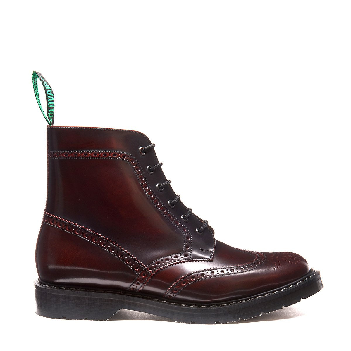 Burgundy Rub-Off 6 Eye Brogue Boot | Solovair | Handmade in