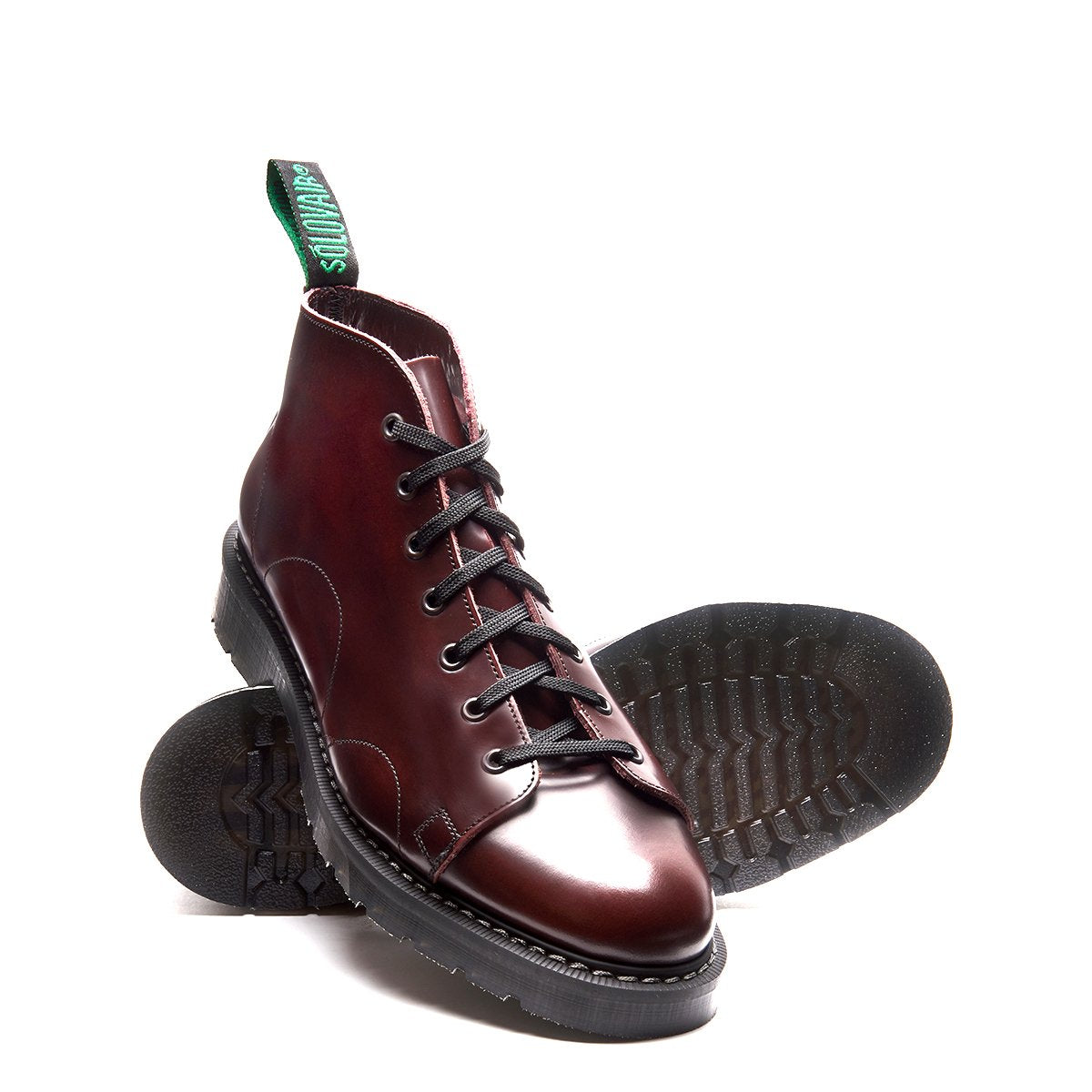 Burgundy Rub-Off Monkey Boot | Solovair | Handmade in England