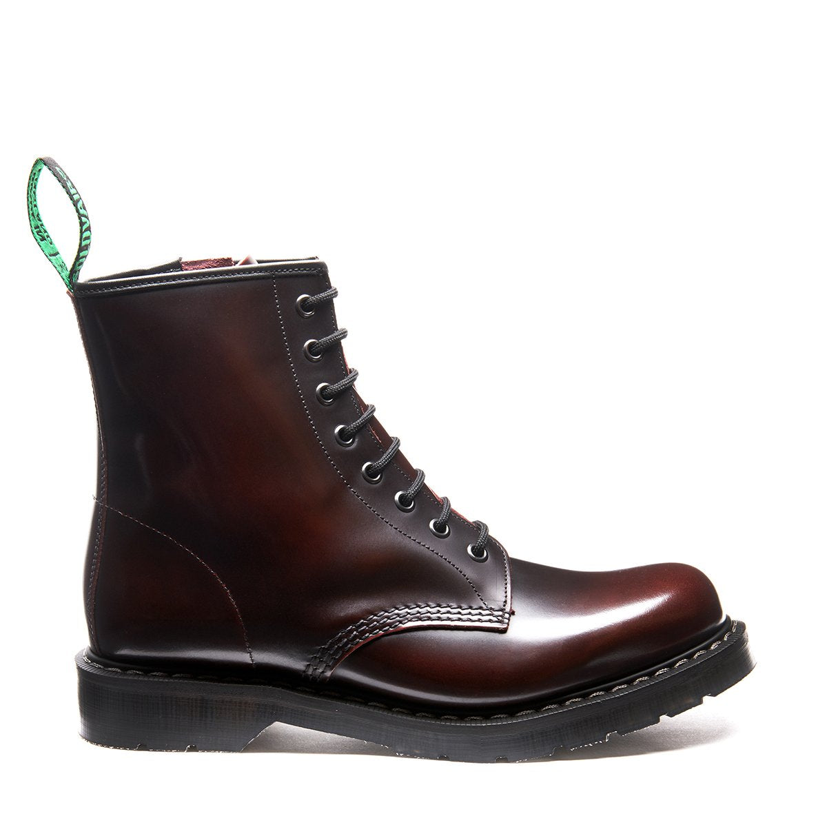 Burgundy Rub-Off 8 Eye Zip Derby Boot | Solovair | Handmade in
