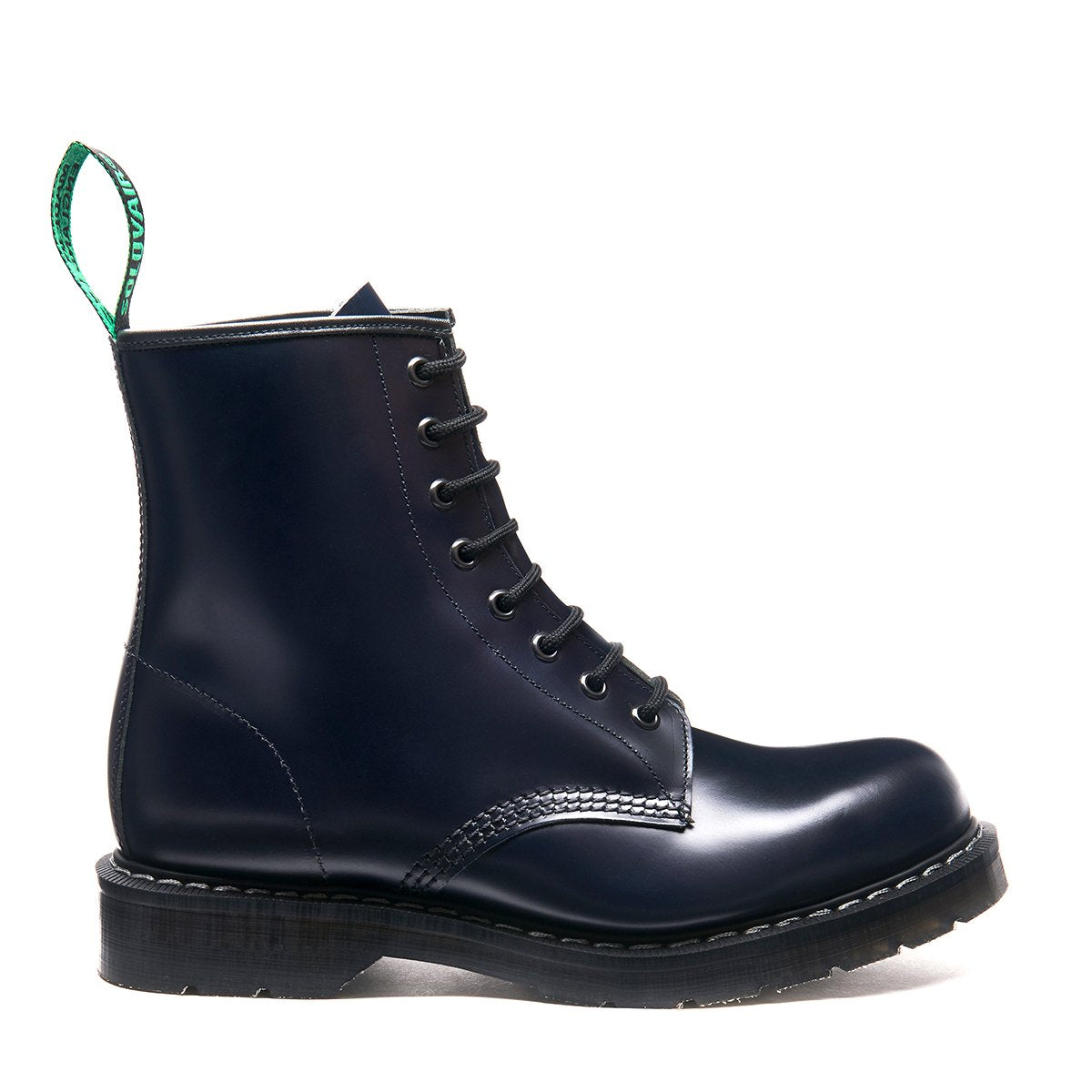 Navy Hi-Shine 8 Eye Derby Boot | Solovair | Handmade in England