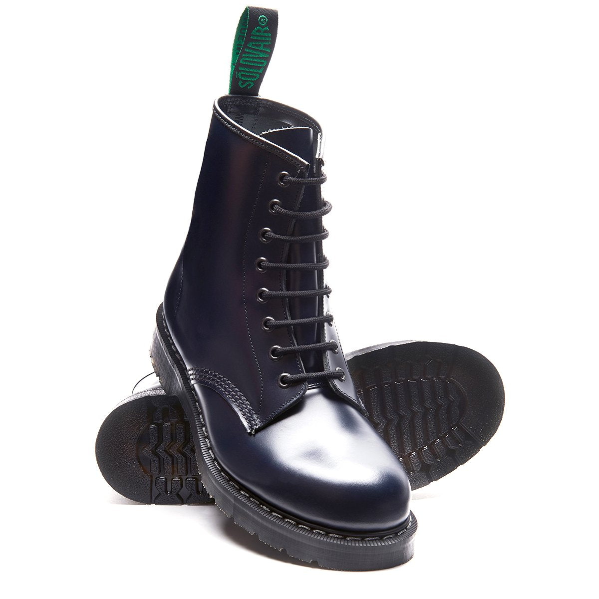Navy Hi-Shine 8 Eye Derby Boot | Solovair | Handmade in England