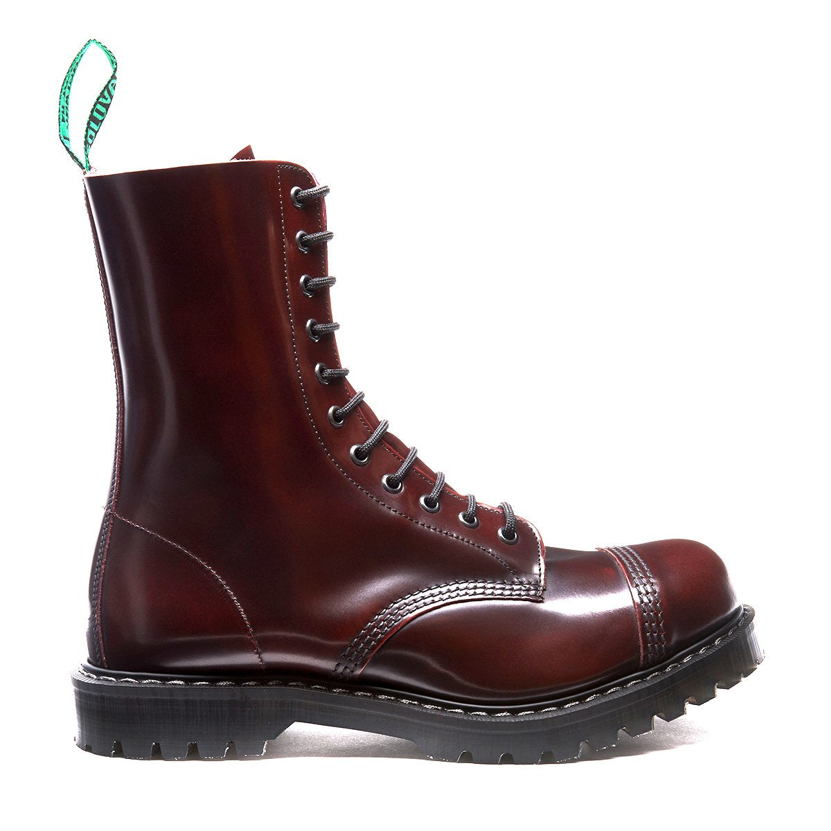 Burgundy Rub-Off Steel Toe Derby Boot Solovair Handmade in