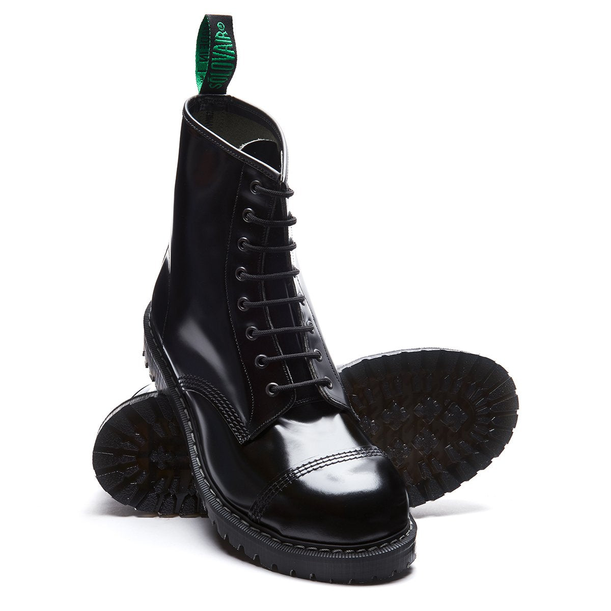 Black 8 Eye Steel Toe Derby Boot | Solovair | Handmade in England