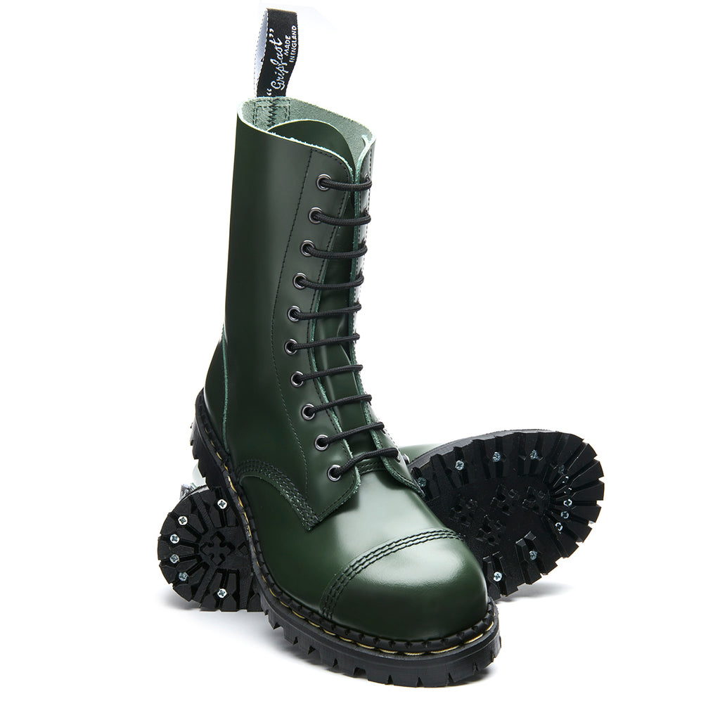 Green Hi Shine 10 Eye Steel Toe Derby Boot | Gripfast | Made in UK ...
