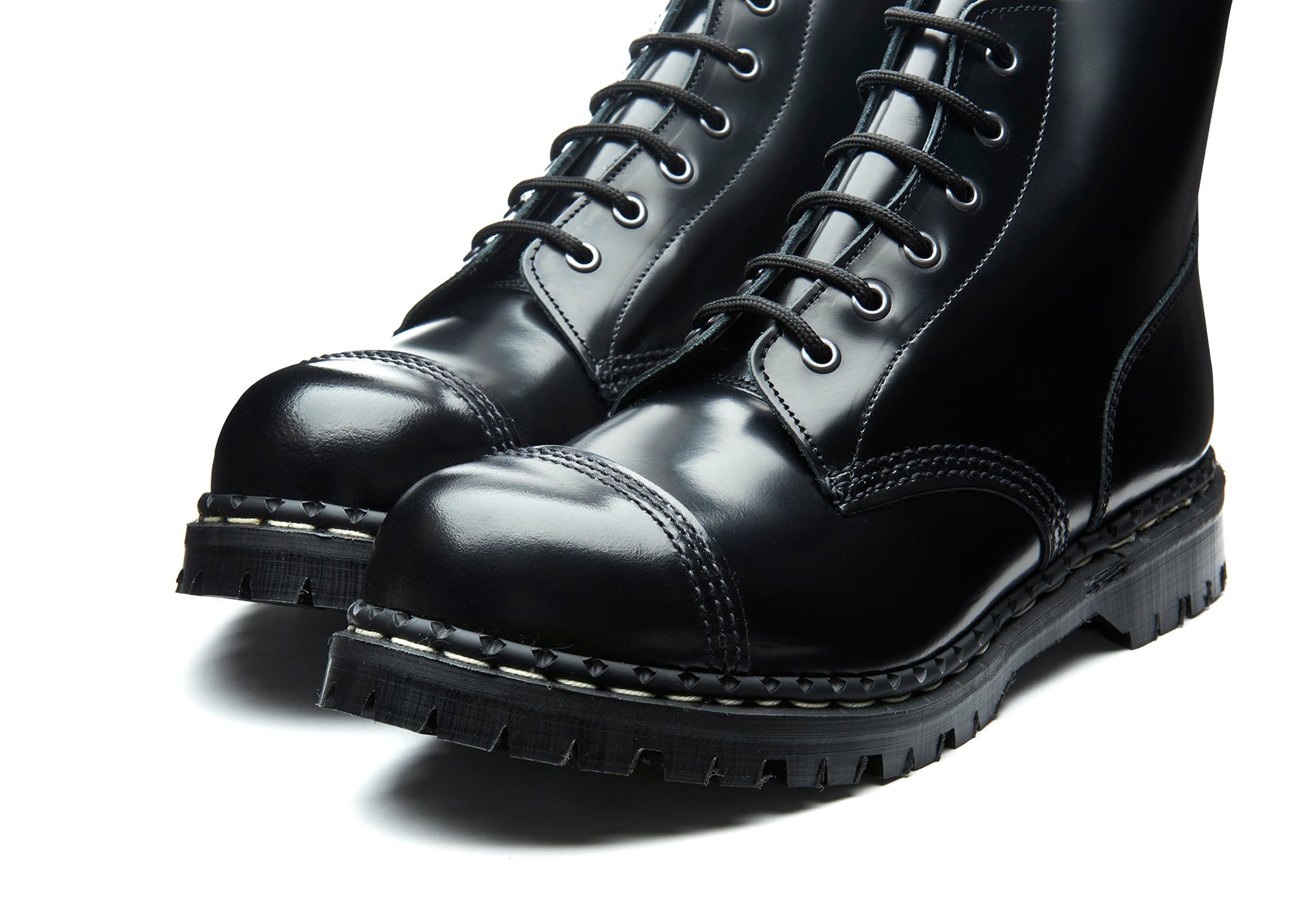 Black Hi-Shine 6 Eye Steel Toe Derby Boot | Gripfast | Made in UK – NPS ...