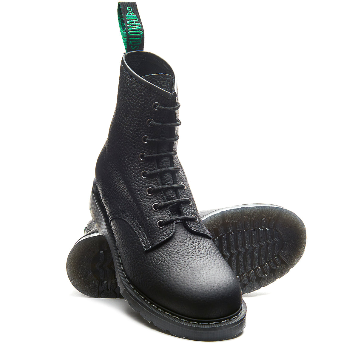 Black Greasy Grain 8 Eye Derby Boot | Solovair | Classic Collection ...