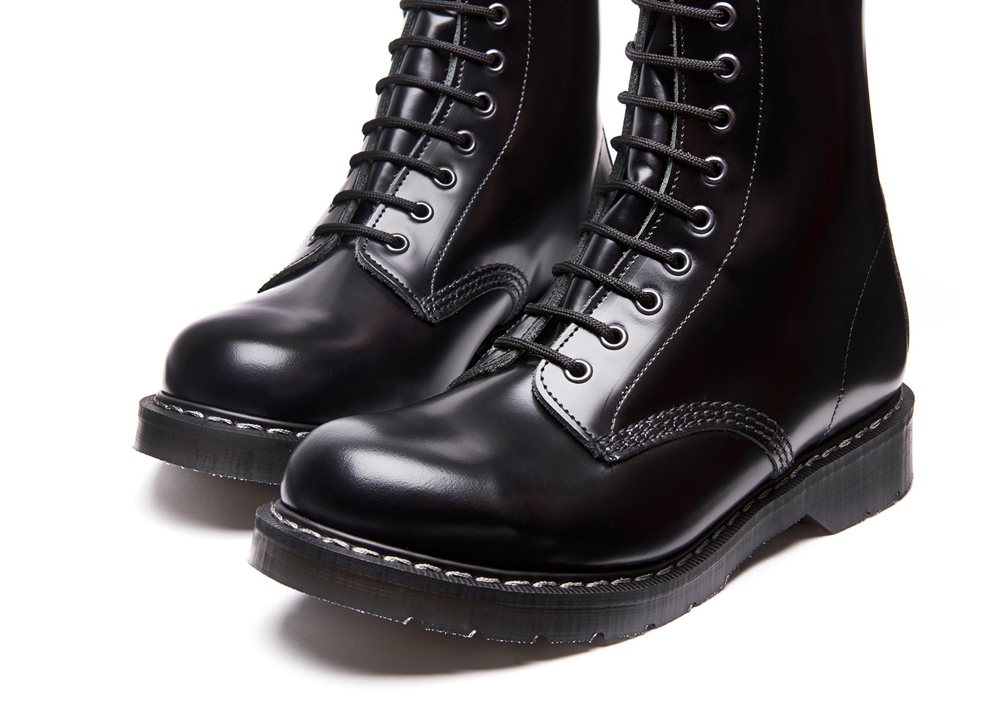 Black Patent 8 Eye Derby Boot | Solovair | Handmade in England 4.5 Mens / 5.5 Womens