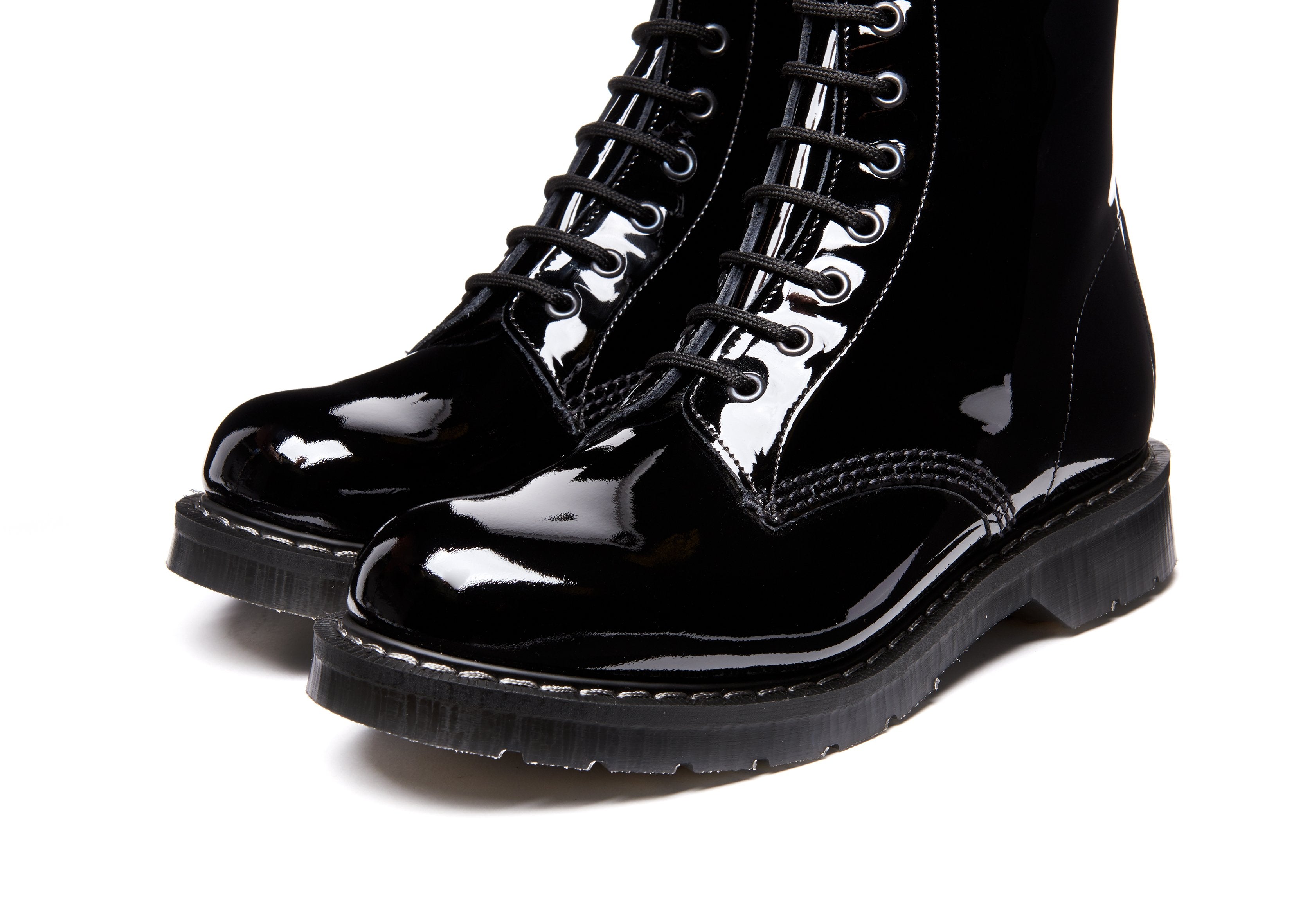 Black Patent 8 Eye Derby Boot | Solovair | Handmade in England 4.5 Mens / 5.5 Womens