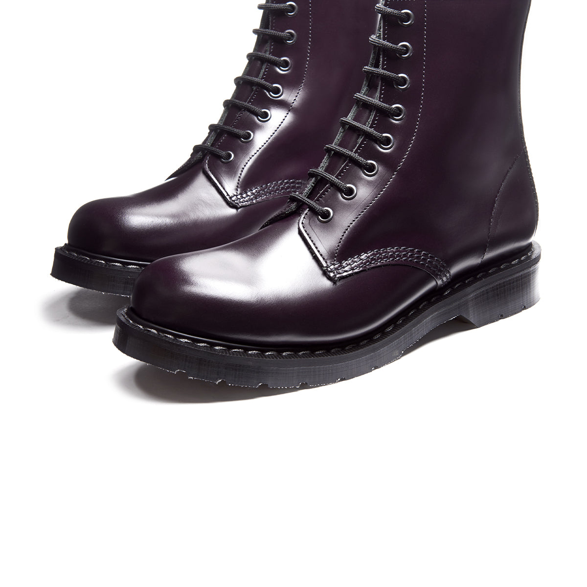 Purple Hi-Shine 8 Eye Derby Boot | Solovair | Handmade in England 10 Mens / 11 Womens